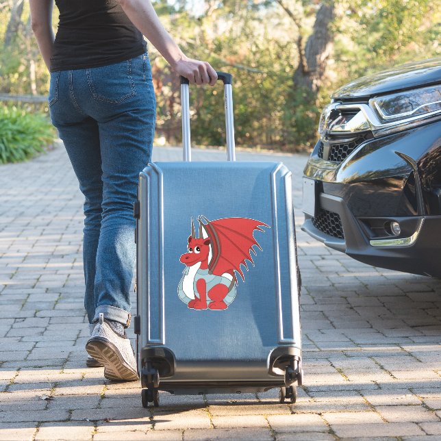 Red Dragon Cartoon  Sticker (Suitcase Insitu)