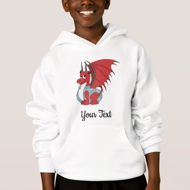 Red Dragon Cartoon T-Shirt Hoodie (Front)
