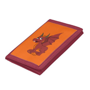 Red dragon cartoon trifold wallet