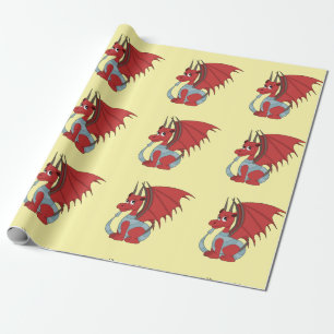 Red Dragon Cartoon Wrapping Paper