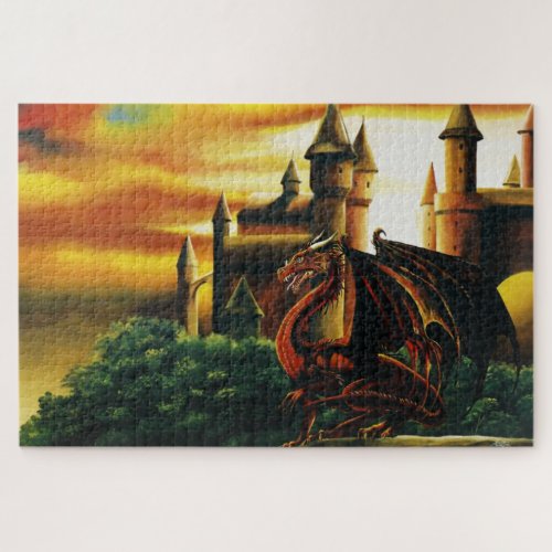 Red Dragon Castle Fantasy Jigsaw Puzzle