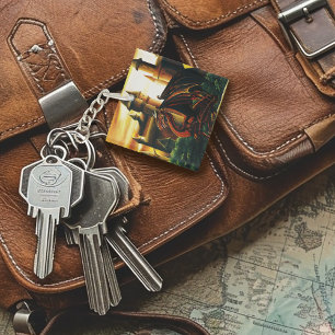 Red Dragon Castle Fantasy Keychain