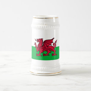 Red Dragon Celtic Flag of Wales & Welsh Beer Stein
