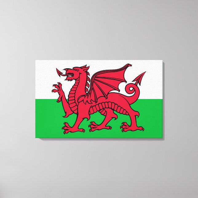 Red Dragon Celtic Flag of Wales & Welsh Canvas Print (Front)