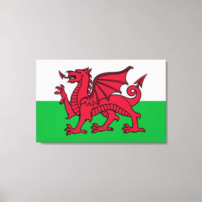 Red Dragon Celtic Flag of Wales & Welsh Canvas Print (Front)