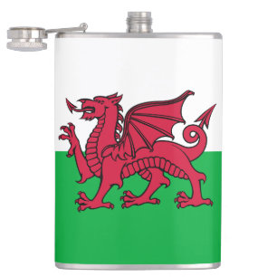 Red Dragon Celtic Flag of Wales & Welsh Flask
