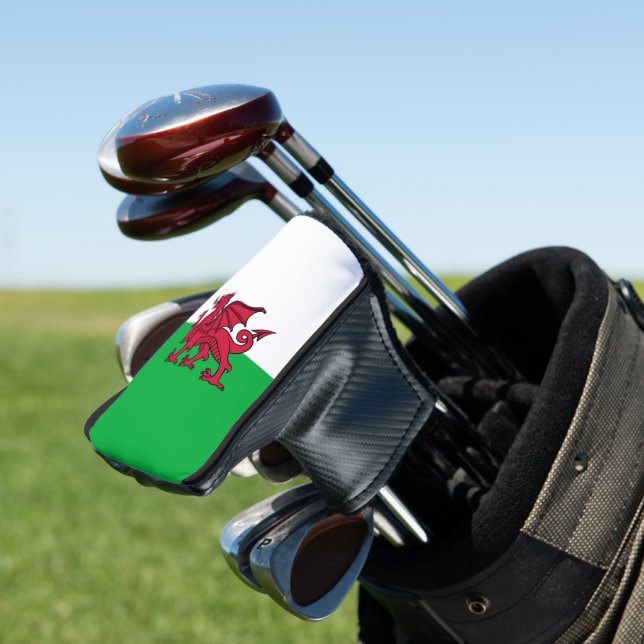 Red Dragon Celtic Flag of Wales & Welsh Golf Head Cover (In Situ)