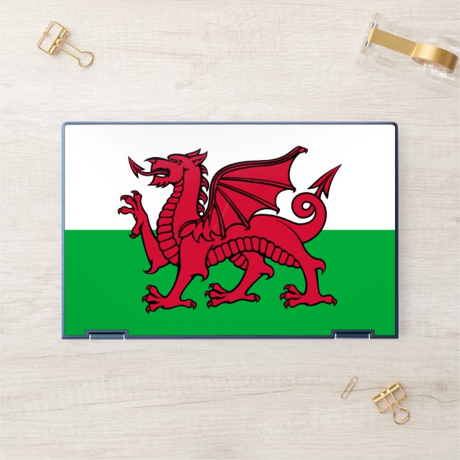 Red Dragon Celtic Flag of Wales & Welsh HP Laptop Skin (Desk)