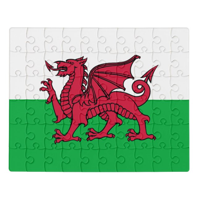 Red Dragon Celtic Flag of Wales & Welsh Jigsaw Puzzle (Puzzle Horizontal)