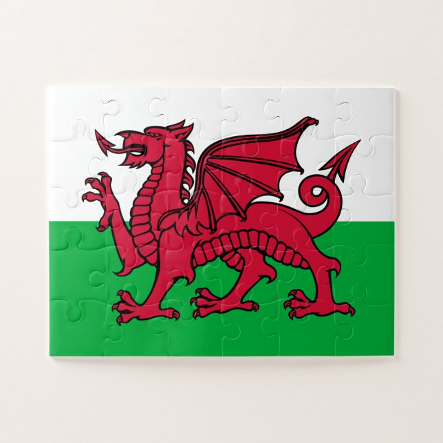Red Dragon Celtic Flag of Wales & Welsh Jigsaw Puzzle (Horizontal)