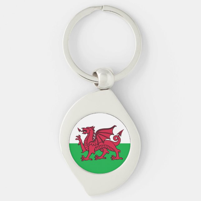 Red Dragon Celtic Flag of Wales & Welsh Keychain (Front)