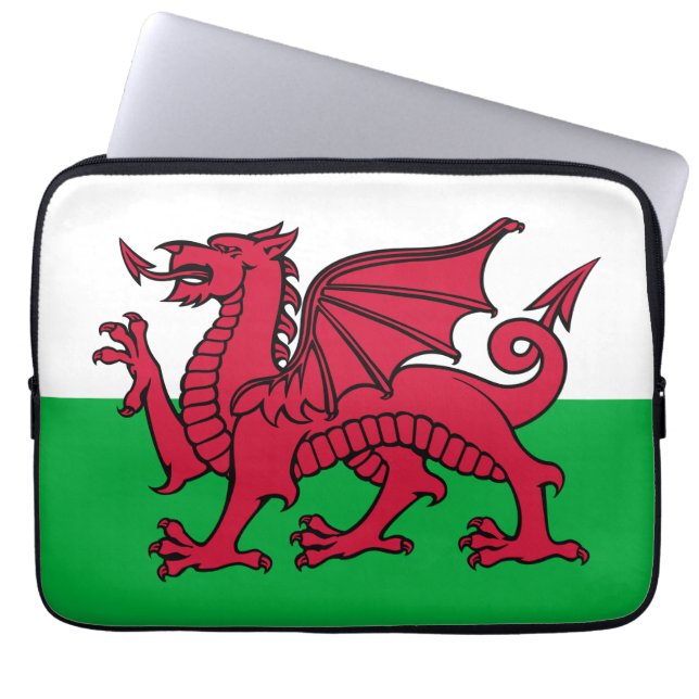 Red Dragon Celtic Flag of Wales & Welsh Laptop Sleeve (Front)