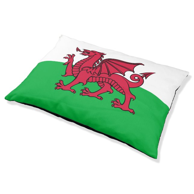 Red Dragon Celtic Flag of Wales & Welsh Pet Bed (Angled)