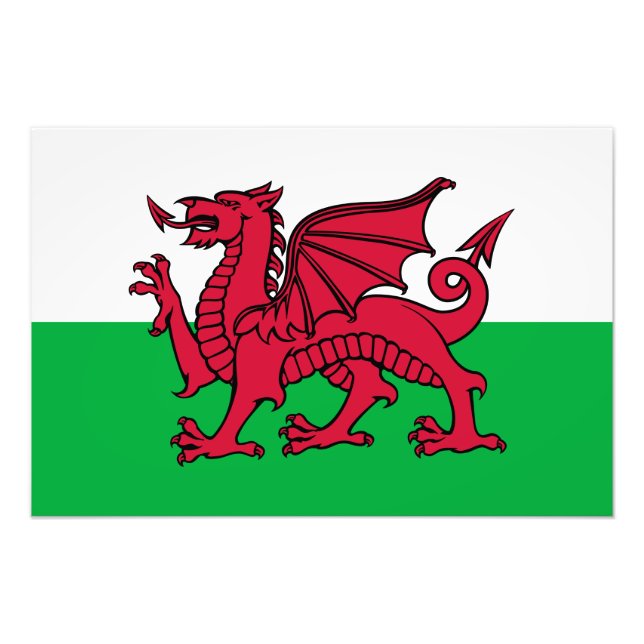 Red Dragon Celtic Flag of Wales & Welsh Photo Print (Front)