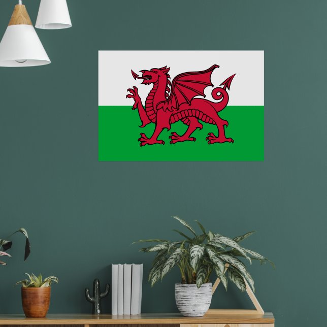 Red Dragon Celtic Flag of Wales & Welsh Poster (Living Room 1)