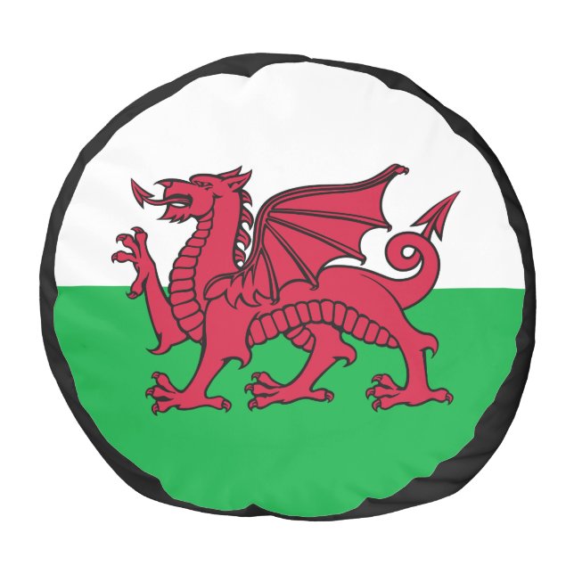 Red Dragon Celtic Flag of Wales & Welsh Pouf (Top)