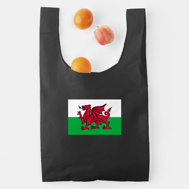 Red Dragon Celtic Flag of Wales & Welsh Reusable Bag (Insitu)