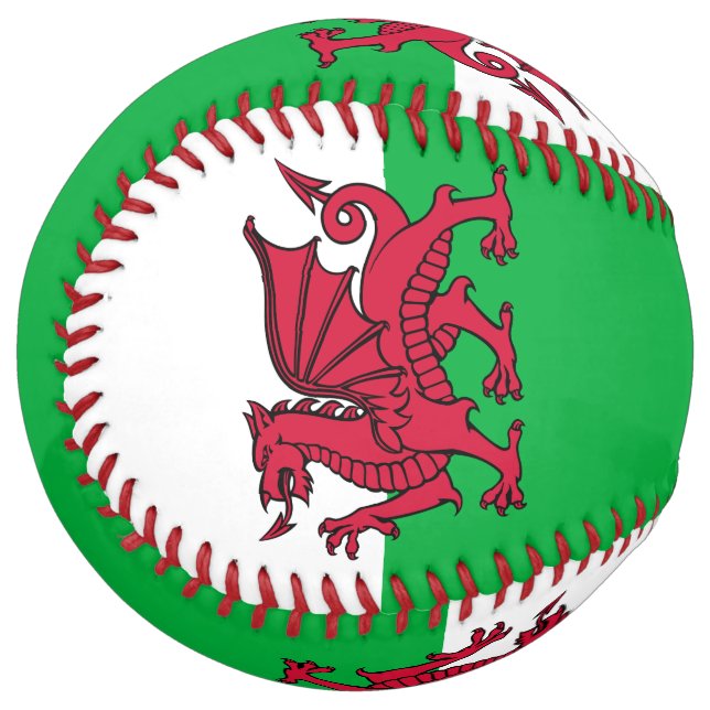 Red Dragon Celtic Flag of Wales & Welsh Softball (Front Left)