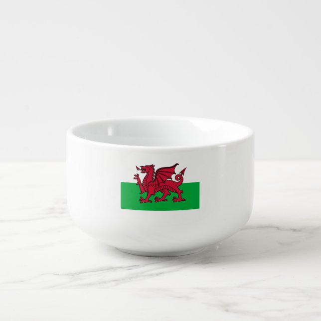 Red Dragon Celtic Flag of Wales & Welsh Soup Mug (Front)