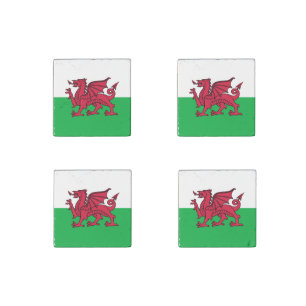Red Dragon Celtic Flag of Wales & Welsh Stone Magnet