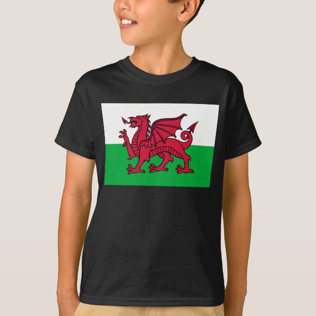 Red Dragon Celtic Flag of Wales & Welsh T-Shirt (Front)