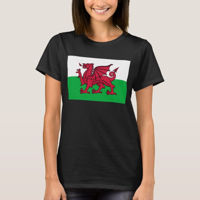 Red Dragon Celtic Flag of Wales & Welsh T-Shirt (Front)