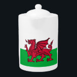Red Dragon Celtic Flag of Wales & Welsh Teapot<br><div class="desc">A Dragon's Destiny: A New Flag for the Celts --- Inspired by the rich tapestry of Celtic history and mythology, the flag design incorporates traditional Celtic symbolism and a powerful red dragon. The flag's color palette, featuring vibrant green and crisp white, evokes the lush landscapes and enduring spirit of Celtic...</div>