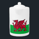 Red Dragon Celtic Flag of Wales & Welsh Teapot<br><div class="desc">A Dragon's Destiny: A New Flag for the Celts --- Inspired by the rich tapestry of Celtic history and mythology, the flag design incorporates traditional Celtic symbolism and a powerful red dragon. The flag's color palette, featuring vibrant green and crisp white, evokes the lush landscapes and enduring spirit of Celtic...</div>