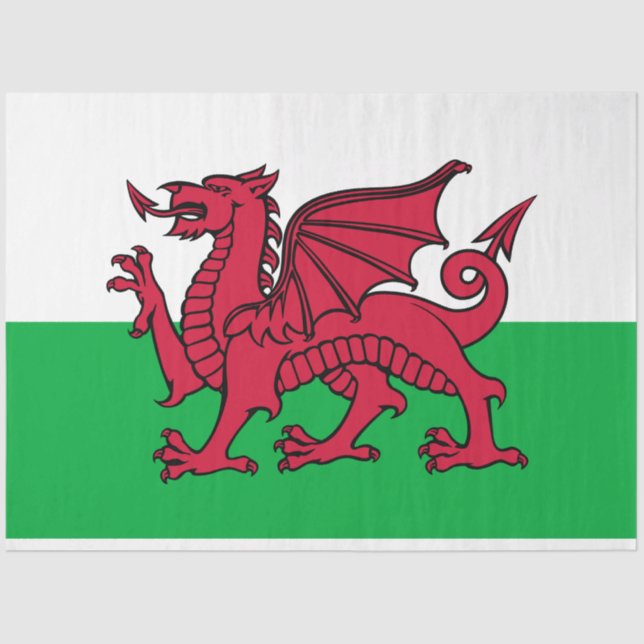 Red Dragon Celtic Flag of Wales & Welsh Tissue Paper (Front)
