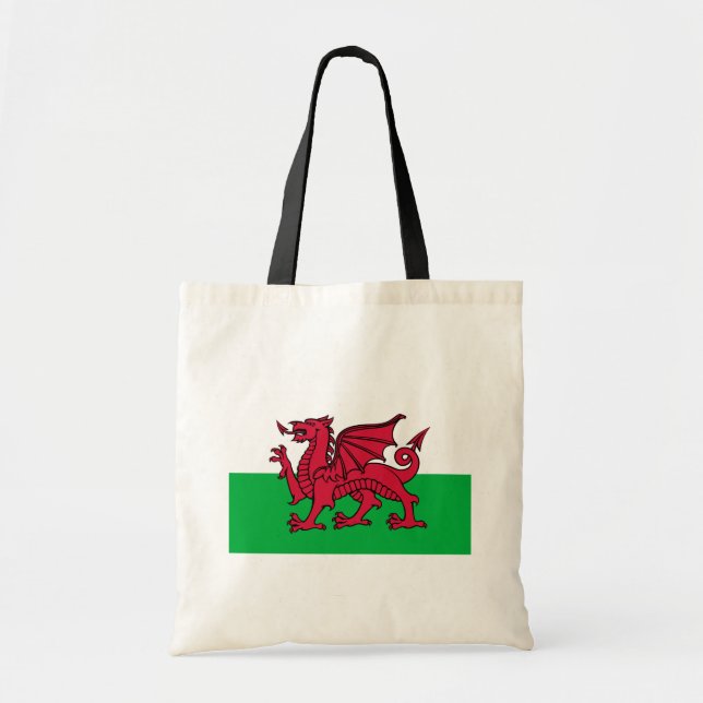 Red Dragon Celtic Flag of Wales & Welsh Tote Bag (Front)