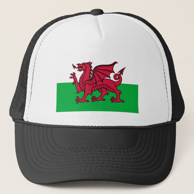 Red Dragon Celtic Flag of Wales & Welsh Trucker Hat (Front)