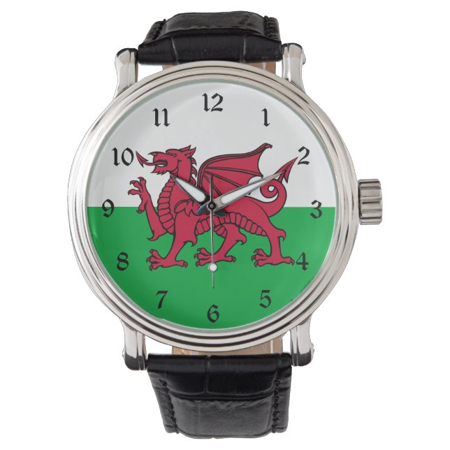 Red Dragon Celtic Flag of Wales & Welsh Watch (Front)
