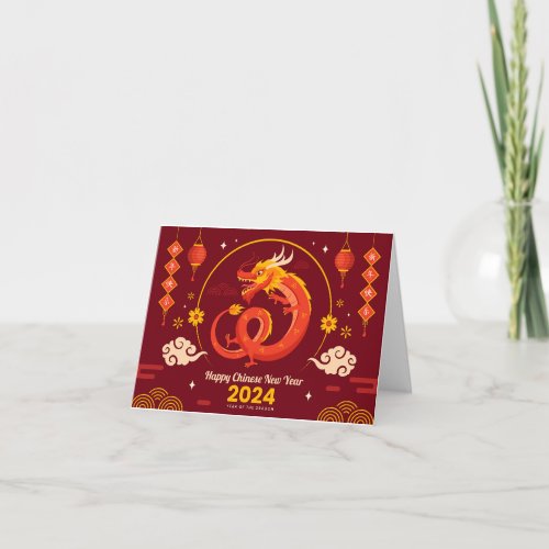 Red Dragon Chinese New Year 2024 Card