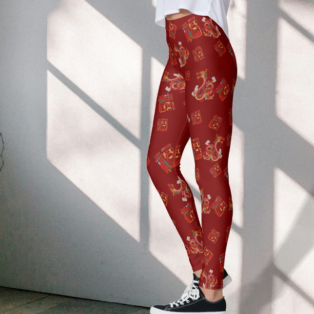 Red Dragon Chinese New Year Lucky Symbol 福  Leggings (Creator Uploaded)