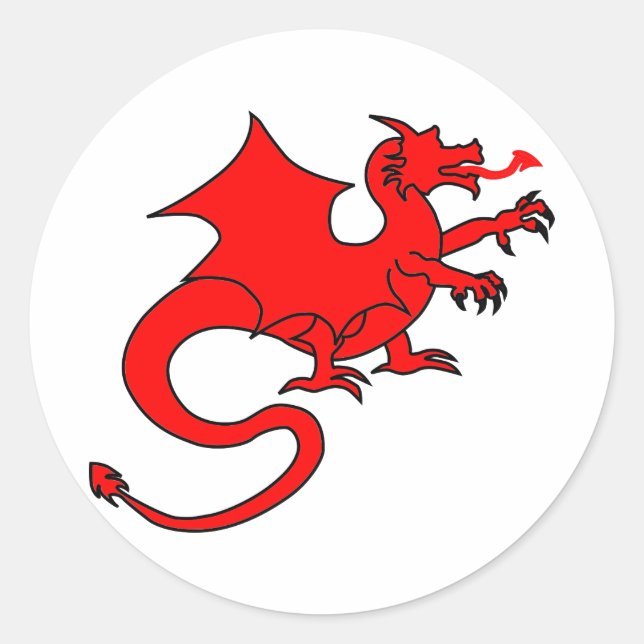 Red Dragon Classic Round Sticker (Front)