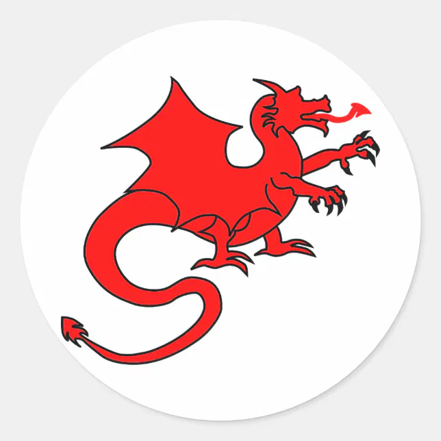 Red Dragon Classic Round Sticker | Zazzle