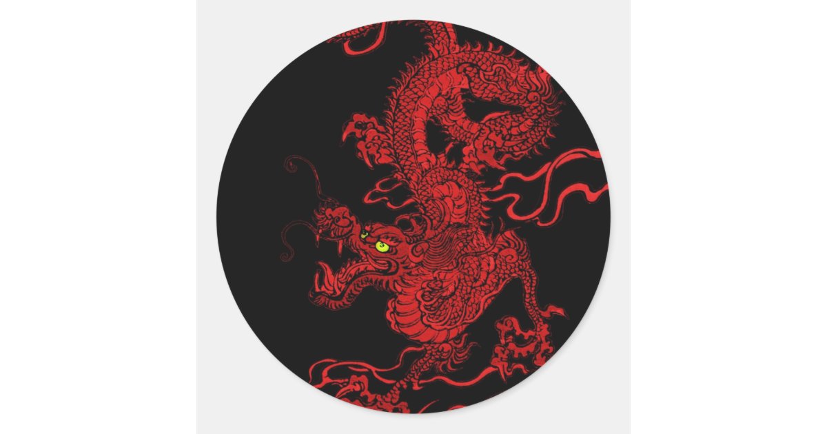 Red Dragon Classic Round Sticker | Zazzle