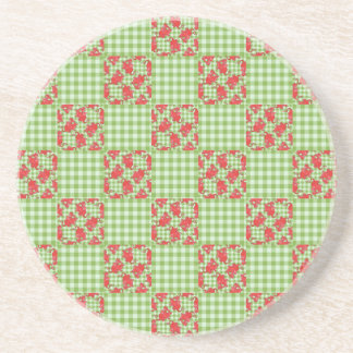 Red Dragon Coaster: Country-Style Faux-Patchwork Sandstone Coaster