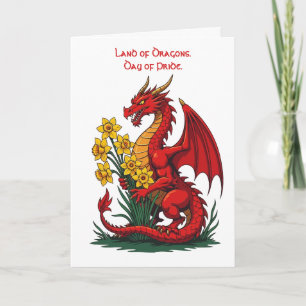Red Dragon Collecting Daffodils Card