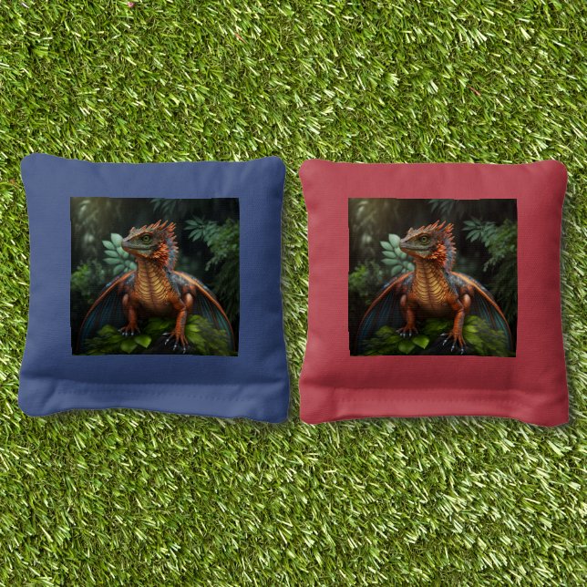 Red Dragon Cornhole Bags (Grass)