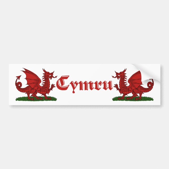 Red Dragon Cymru Bumper Sticker (Front)