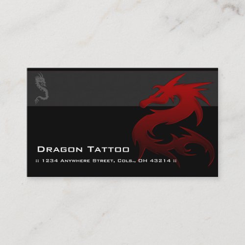 Red Dragon D1 Asian Tattoo Unique Business Cards