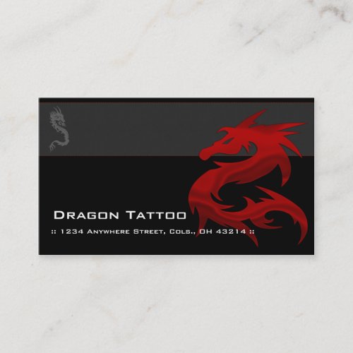 Red Dragon D2 Asian Tattoo Unique Business Cards