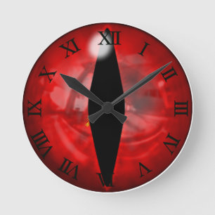 Red Dragon Eye Round Clock