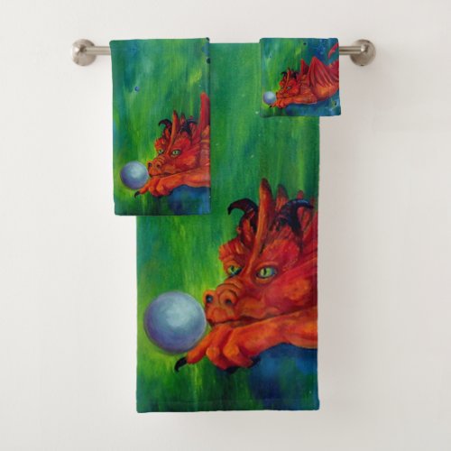 Red Dragon Fantasy Bath Towel Set