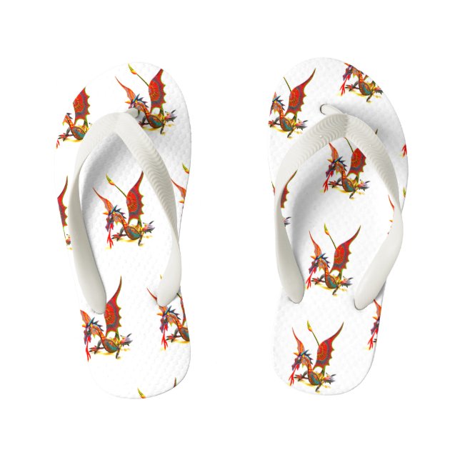 Red Dragon - Flip flops for kids (Footbed)