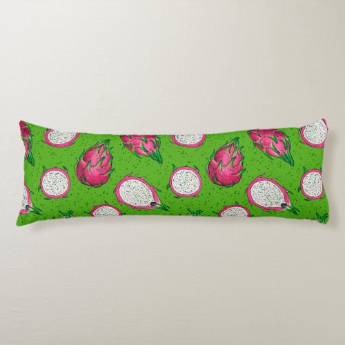 Red dragon fruit on green body pillow