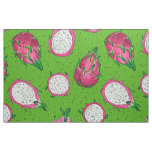 Red dragon fruit on green fabric