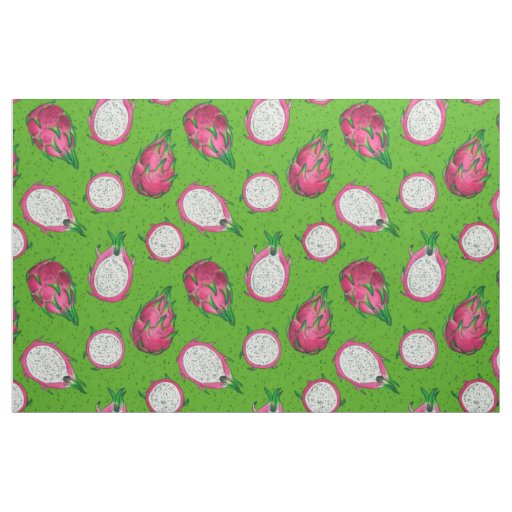 Red dragon fruit on green fabric