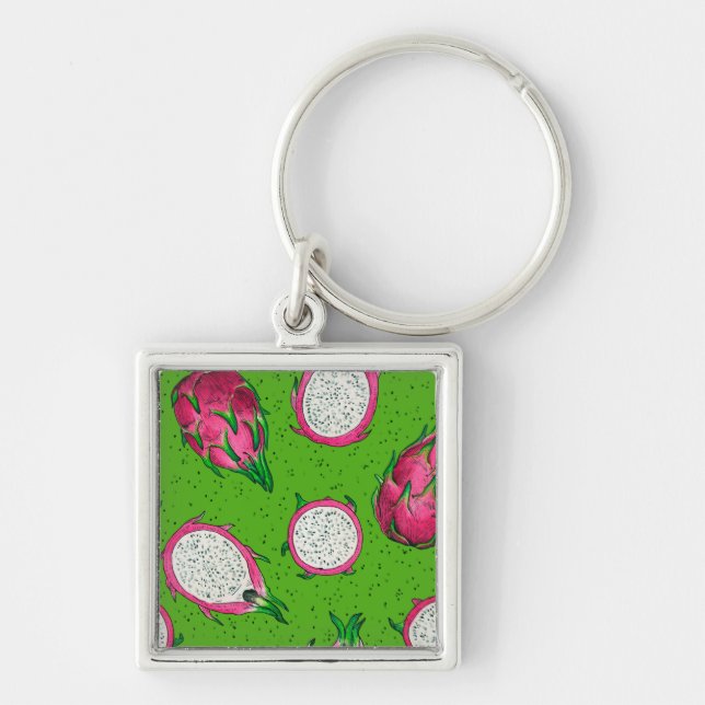 Red dragon fruit on green keychain (Front)